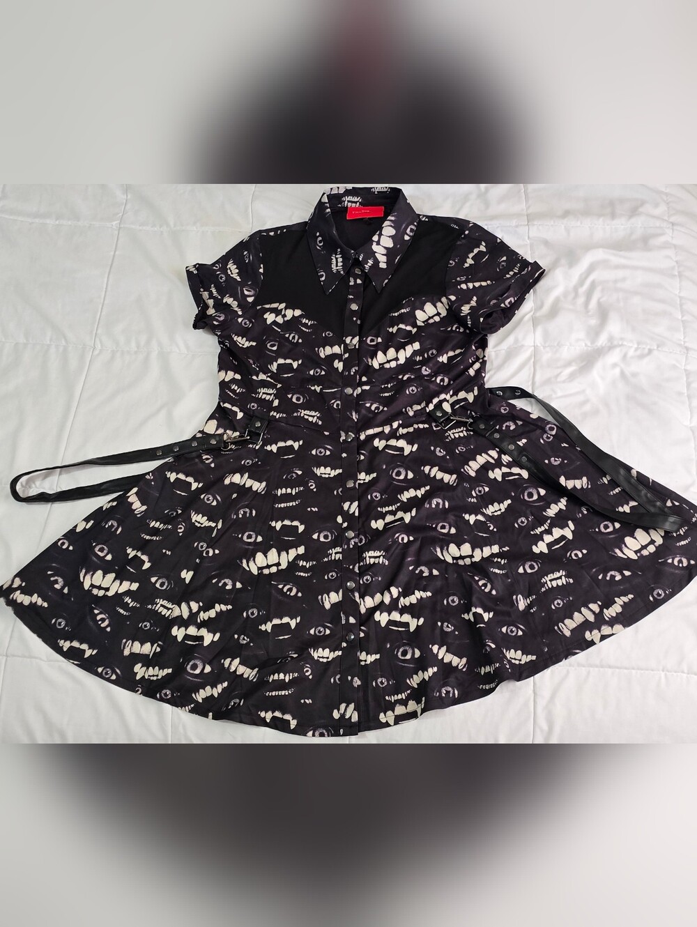 Killstar | THE LOST•BOYS - Black Dress with White Vampire Teeth Print